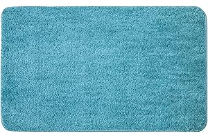 MIULEE Tapis Salle de Bain Tapis d'Entrée Tapis de Douche Antidérapant Tabis Absorbant Tapis Moelleux Microfibre WC Toilette Baignoire Sortie Cuisine Salon Chambre Bleu d'eau 50X80CM