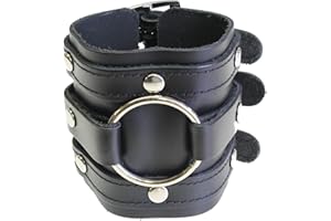 benerini Mens Leather 22 CM Length Wide Triple Strap Cuff Wrap Gothic Wristband Bracelet Buckle Fastening