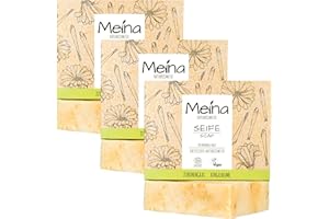 ‎MEINA Meina Naturkosmetik - Naturseife mit Zitronengras, Kurkuma und Ringelblume, Bio Seife ohne Palmöl, Zertifiziert, Vegan, Nachhaltig, Handgemacht, Wie ein festes Duschgel - 100g
