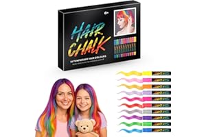 Straame Washable Hair Chalk Set (10 Colours) — Twist-Up Chalk Pens, Easy Apply, Shampoo Rinse-Off Temporary Hair Dye for kids, teens & adults | Fun Streaks for Parties, Birthdays & School Dress-Up