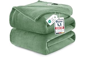 WAVVE Fleecefilt queen size XL grön 2,1 m x 2,4 m – fluffig mjuk varm mångsidig stor filt för säng/soffa/soffa, 220 x 240 cm