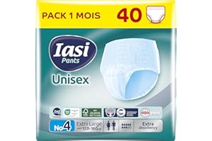 IASI Pants UNISEX haute protection, 40 culottes pour incontinence, absorption EXTRA, taille XL, 40 unités