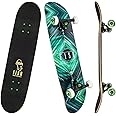 FISH SKATEBOARDS Standard Skateboard, Complete Skateboard 31''x 8'', 7 Layer Canadian Maple Double Kick Deck Concave Cruiser Trick Skateboards for Kids Boys Girls Youths Beginners.