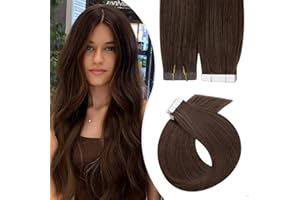 Elailite Extension Adesive Capelli Veri Biadesivo Nuovo Arrivato 1.5g/Ciocca Tape Biadesive 20 Fasce per Capelli Lisci Remy Human Hair Fini 45cm 30g #4 Marrone Cioccolato