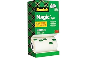 ‎SCOTCH Scotch Magic Klebeband – Vorteilspack 14 Rollen 19mm x 33m, Allzweck-Klebeband für die Reparatur, Etikettierung und zum Verschließen von Dokumenten