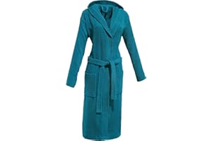 REDBEST Frottier Unisex-Bademantel Chicago, Morgenmantel, petrol Größe L - mit Kapuze, Aufsatztasche und Bindegürtel, leichte Qualität - schnell trocknend und saugstark, 100% Baumwolle