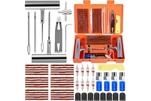 CYJJYZ 64 Pcs Kit Riparazione Pneumatici Auto,Kit Riparazione Gomme Moto, Kit di Riparazione Pneumatici, Moto Kit Ripara Pneumatici Gomme, Portatile Ripara Gomme Auto, per Moto, Auto, Trattore, Camion