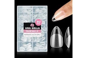UNA GELLA Capsule Américaine Ongle Stiletto Moyenne, 120 PCS 12 Tailles Full Cover Capsules Ongles, Soft Gel Pré-Limé, Claires, Press-On pour DIY et Salon