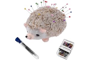 CREAWONDER Hedgehog Shape Pin Cushion, Pincushions Sewing Kit Needle Cushions Pins Holder Sewing Accessories Supplies Ball Head Pins Hand Sewing Needles Set (CR001 Hedgehog Brown)