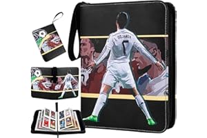 TAOPE Trading Card Binder with Sleeves for Football, 400 Cards Zipper Binder Card Holder Collectors, Album Folder Carrying Case with 50 Removable Sleeves 4-Pocket Sheets for Football Card Display