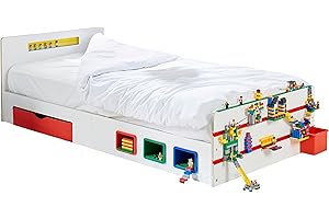 HELLOHOME Hello Home Room 2 Build Kids Single Bed with Storage and Display Cubes, White