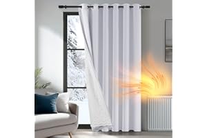 Deconovo Tenda Oscurante Termica con Occhielli – Pesante, Doppio Strato Isolante per Freddo e Caldo, Antivento, per Finestre e Porte, 200x245 cm, Grigio Perla Retro Bianco, 1 Pannello