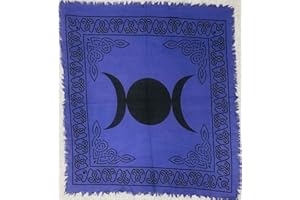 THE ART BOX Altare di stoffa Tarocchi Tovaglioli Accessori per stregoneria Tovaglia in oro nero Quadrato Spirituale Celestiale con frange di stoffa con frange, Pentagramma della tripla dea, 60x60 cm