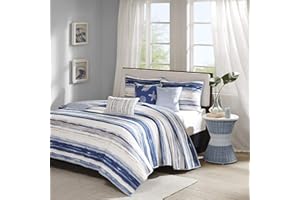 Madison Park Marina 6-teiliges Steppdecken-Set, blau, Cal King King (264,2 x 238,8 cm)