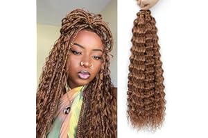MLETULIPS Ocean Wave Crochet Hair Extensions Deep Wave Braiding Crochet Hair Soft Synthetic Curly Braiding Crochet Hair for Black Women (30#, 18 inch (pack of 6）)