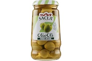 SACLA Saclà, OlivOlì, Olive Verdi Intere, Ideali per Aperitivo, Vaso Vetro, 300g (170g sgocciolato), Confezione da 12 pezzi