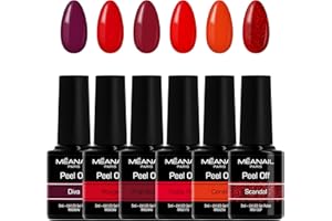 MEANAIL Paris - Marque française - Coffret Manucure - Complet - Vernis Semi Permanent - Peel off - Lot de 6 Vernis à Ongles - Compatibles Lampe UV LED - Coffret Rouge - Cruelty Free - Vegan
