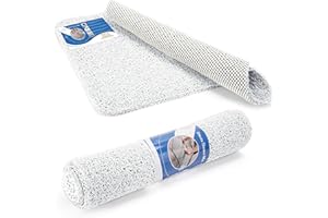 Dikots Soft Shower Mat non slip anti mould 60 x 40 cm - White Loofah style PVC Non slip shower mat for inside shower - Washable and Quick Drying anti slip shower Mat suitable for all Wet Surfaces.