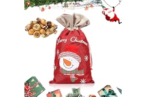 Qunkun Worek na prezent na Boże Narodzenie, worek na prezent, worek na Boże Narodzenie, worek na prezent, worek Świętego Mikołaja ze sznurkiem, worek na prezent Mikołaj, bałwanek