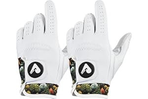 ASTUR Golf Gloves 2 Pack Cabretta Leather Golf Glove Men Left Hand Charismatic Unique Wrist Design Print