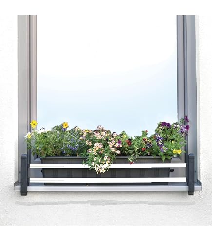 Supports De Jardinière Fixpot Plastia - 2 Pièces Anthracite - Fixation Sans Perçage Pour Rebords De Fenêtre