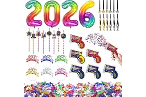 DONGCILL 34 Pezzi Decorazioni Capodanno 2026, Anno Nuovo 2026 Photo Booth Accessori, Cerchietti per Capelli Happy New Year, Cannone Spara Coriandoli, 2026 Capodanno Festa Photo Booth