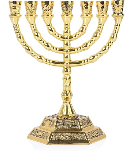 Goldener Menora-Kerzenständer Aus Aluguss – 7-armig Für Tisch & Dekoration
