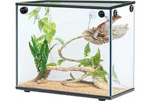 Navaris Zestaw 5 akcesoriów do terrarium z brodą, hamak trójkątny, linka 50 cm, dwie rośliny, drewniany most, pasuje dla gadów