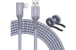 aceyoon Link Cable 3m/10ft Compatible with Oculus Quest 2/1 USB 3.1 to Type C 5Gbps High Speed Data Transfer 90 Degree USB C Cable 3A Fast Charging VR Headset Cable (3m, Grey)