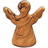KASSIS Olivenholz-Schutzengel - Handgefertigte Engel-Figur aus Bethlehem - Schutzengel-Glücksbringer - (ohne Gravur) - (1 Stü