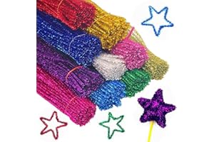 QIANFENSHI 100Pcs Fil Chenille,Cure Pipe Chenille,Tiges de Fils Chenille Colorés Cure Pipes Cleaner,Cure-pipes à Paillettes,Chenille Loisir Creatif,Pour Noël Artisanat Créatif Décorations,30cm × 6mm,9 Couleurs