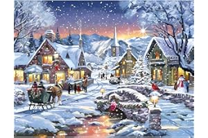 MOGTAA Hiver Peinture Diamant Adulte, 5D Paysage enneigé Diamond Painting, DIY Diamond Art Painting Kits, Diamant Strass Point de Croix Cristal Painting pour Murale Décoration 30x40cm