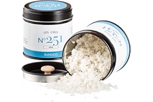 ‎RIMOCO Rimoco N°251 Sel Gris Salz grob - naturbelassenes keltisches Meersalz, handgeschöpft und leicht feucht | Reich an Mineralien und weich im Geschmack | 90g in eleganter Gewürzdose mit Aromadeckel