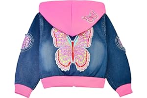 Peacolate 2-11Y Little&Big Girls Sequin Outerwear Embroidery Denim Jacket