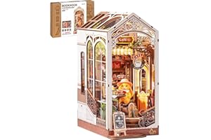 Rolife Book Nook DIY Miniature House Rabbit’s Coffee Holiday, Puzzle 3D de Madera Diorama Decorativo para Librería, Regalo Creativo de Navidad o Cumpleaños para Adultos