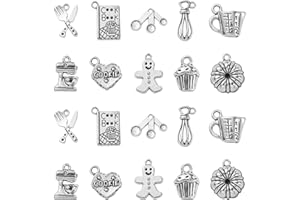 Stiesy 100Pcs 10 Styles Antique Silver Baking Charms Tibetan Style Cake Bakery Charm Vintage Knife Fork Charms for Jewellery Making DIY Bracelet Crafting