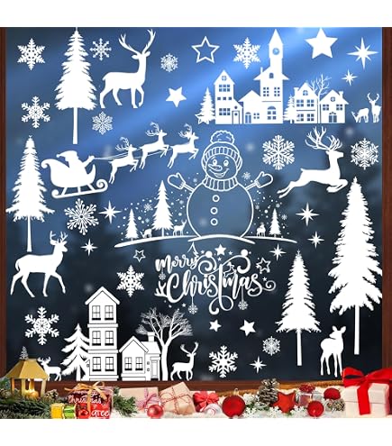 Lot De 244 Autocollants Fenêtre De Noël – Décoration Festive Adhésive