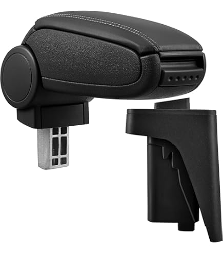 Accoudoir Central Universel Pour Voiture - Cuir Synthétique, Rangement, Repose-bras, Noir Et Carbone, Dimensions Ajustables