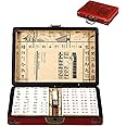 Fawoonu Mahjong, Mini Mahjong Set with Wooden Storage Case Portable Mah Jong Game Set For Travel Family Leisure Time