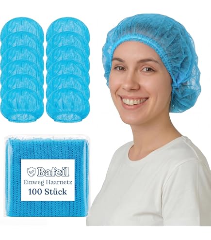 100 Stück Klipphauben 52 Cm – Blau – Spinnvlies Einweghauben, Atmungsaktiv & Latexfrei – Für Hygiene, Lebensmittel & Malerei