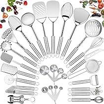 Set Di 2 Utensili Da Cucina In Acciaio Inox Con Manico In Legno – FJNATINH – Palette E Mestolo - 4