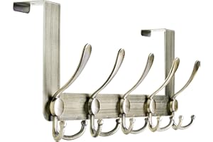 Honsky Über Türhaken,Über der Tür Aufbewahrung,Tür Haken Kleiderbügel,5 Dreifache Haken zum Aufhängen Mantel Jacke Rucksack (1 Packung mit Braun)