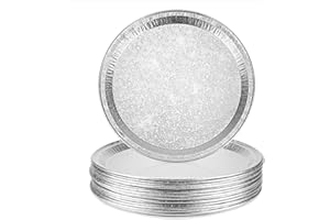 Roponan 15 Pack Serving Platters 30cm, Large Disposable Aluminium Foil Serving Trays for Parties, Silver Embossed Foil Serving Dishes/Plates for Vegetable, Fruit, Slices of Cake, Cookies