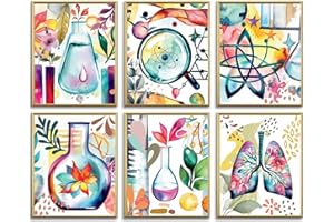 WINDVALE Wissenschaftliche Wanddrucke, Boho-Aquarell-Poster für Klassenzimmer, Must-Have-Dekor, Set von Biologie-Wandkunstdrucken, Chemie-Wissenschaftsposter für Schule, Büro, Klassenzimmer,