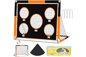 Gofady Porte da Calcio per Bambini 2 in 1, Portatile Pop Up con 5 Fori per Sparare e Borsa di Trasporto, Rete da Calcio per Interni ed Esterni Giardino/Casa
