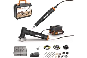 Worx 20V 2-Tool MakerX Combo Kit WX990, PowerShare, Rotary Tool+Angle Grinder, Portátil y Ligero, 1 Batería, 1 Cargador, 35pcs Accesorios