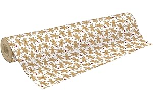 Clairefontaine 223907C - Une Bobine De Papier Cadeau - Papier kraft brut 70g - Dimensions : 50x0,70m - Motif : Pain d'épices- Emballage Cadeau, Idéal Pour Les Emballages Professionnels