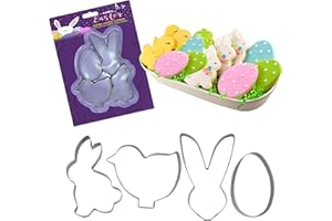 SRVERTEX 4Pcs Easter Cookie Cutters for Baking, 4 Variant Easter Characters Cookie Mould, Stainless Steel Easter Cutter Biscuit, Useful Tools for Making Cake Biscuits, Cutter for Party Decoration Gift