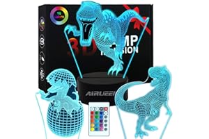 AIRUEEK 3D Lampade Dinosaur Luci Notte per Bambini Luce di Notte Smart Touch 7 Colori e Cambiamento Automatico Colori Illuminazione Creativa night light