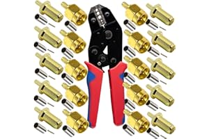 KAGNI Outil de sertissage coaxial et lot de 10 câbles d'antenne SMA mâle vers femelle pour sertir RG174 RG316 SMA